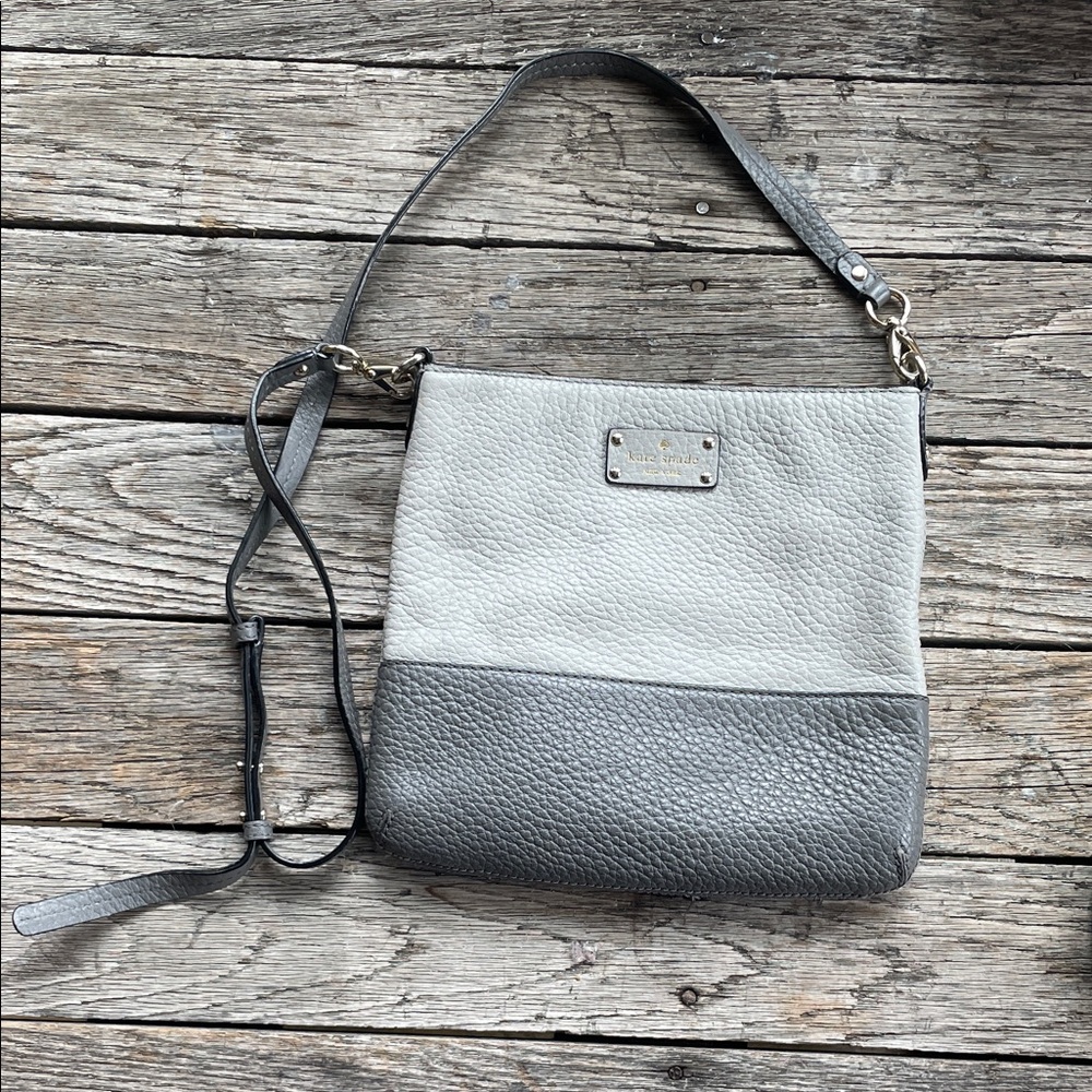 kate spade Two-Tone Gray Pebbled Leather Crossbody